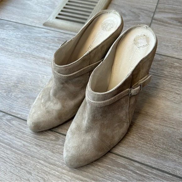 Massimo Baldi Taupe Suede Leather Mules Made in Italy - Picture 2 of 13